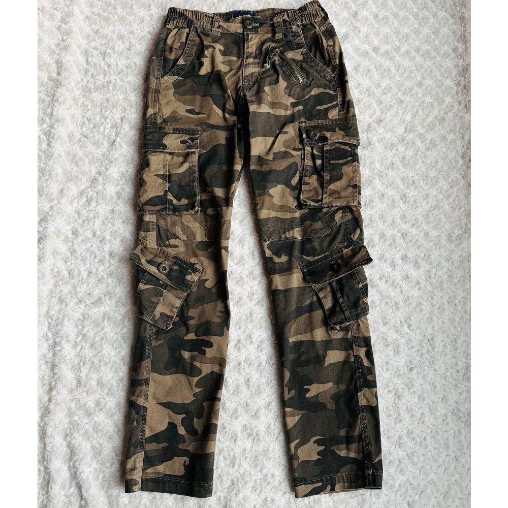 Ochenta Cargo Camo Combat Tactical Travel Utility Khaki Work Womens Pants Size 2